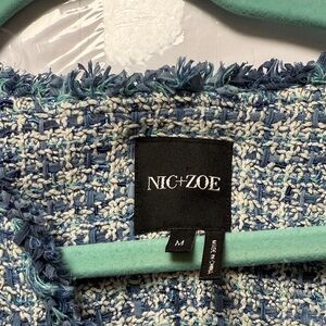 NIC+ZOE Blue and White Tweed Blazer